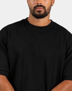Conjunto de Verano Cómodo de Color Sólido para Hombre, Camisetas y Pantalones Cortos de Algodón Personalizados, Hombros Caídos, Corte Holgado, Transpirable, Estilo Urbano - Product Image 2