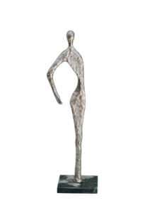 Scultura Moderna Astratta in Alluminio con Figura Umana su Base in Marmo - Statuetta <span class=keywords><strong>Maschile</strong></span> Argento Lavorata a Mano, <span class=keywords><strong>Arredamento</strong></span> Mid-Century - Product Image 3