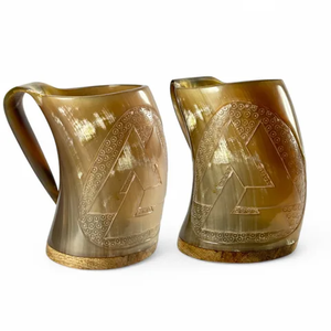 Nouveau design – Chope à boire en corne naturelle Viking – 100 % authentique, écologique, pour bière, avec logo et couleur personnalisables - Product Image 2