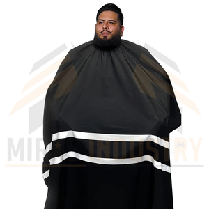 Cape de coiffure unisexe en polyester noir et blanc réfléchissant 60x70 pouces pour le travail - Product Image 2