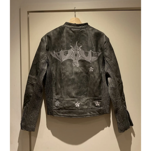 Veste en cuir de mouton PU vintage imperméable pour homme, personnalisée, style streetwear, hip hop, moto, Y2K, punk, tendance - Product Image 2