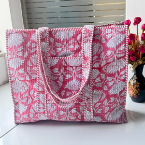 Bolsas de Mano Ecológicas de Algodón al por Mayor, Juego de Bolsas de Compras con Cierre para Mujer, Estilo Tradicional Indio, para Primavera/Verano - Product Image 1