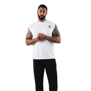 Camiseta sin mangas para hombre, camiseta ligera para entrenamiento en el gimnasio, chaleco de entrenamiento holgado, ropa deportiva transpirable, color blanco - Product Image 2