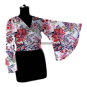 Tops de algodón vintage para verano, cómodos, con estilo, sexys, top corto de algodón y top de yoga, talla única, manga acampanada, informal, para fiesta. - Product Image 4