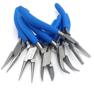 Kit de pinces pour la fabrication de bijoux, 5 pièces : pinces à bec de canard, pinces à bec rond, pinces coupantes latérales, pinces à bec plat et pinces à bec courbé pour la perlage et le gainage de fils - Product Image 1