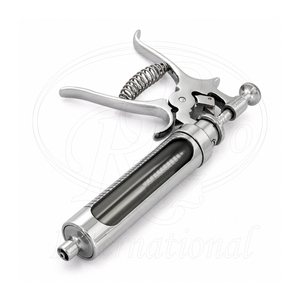 กระบอกฉีดยาอัตโนมัติสำหรับสัตว์ ขนาด 50 มล. Hank Roux Revolver Syringe Lure Lock Hub ตัวกระบอกทองเหลือง แก้ว  ขนาด 1 ถึง 5 มล. สำหรับฉีดหลายโดส - Product Image 2