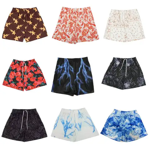 Shorts de sport décontractés pour hommes, taille mi-haute, 100 % polyester de haute qualité, séchage rapide, anti-plis, couleur unie, avec cordon de serrage, été - Product Image 4