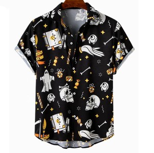 <b>Men's</b> Black Short Sleeve Printed Cartoon <b>Halloween</b> <b>TShirt</b> Regular Fit Casual Wear - Product Image 1