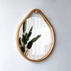 Simple Oval Wooden <b>Frame</b> Mirror Perfect For Bathroom Washroom And Home Wall Timeless Appeal Styling Handcrafted From India - Product Image 4