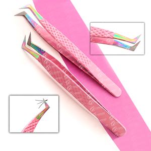 Pinzas de pestañas personalizadas con punta de fibra de agarre de diamante de acero inoxidable profesional herramientas de pestañas individuales - Product Image 4