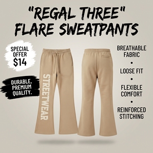 Drawstring Flare Sweatpants Custom Logo Embroidery Flare <b>Fleece</b> Trouser 450gsm <b>Fleece</b> Drawstring Waist Flare Sweat Pants - Product Image 1