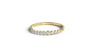 Anillo de boda minimalista de oro de 18 quilates con diamantes de corte redondo, anillo de media eternidad apilable, joyería fina para mujer - Product Image 1