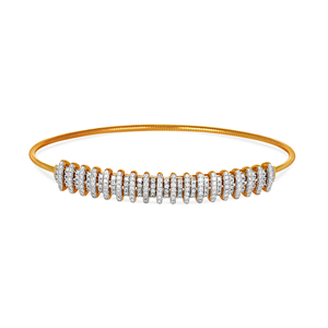 GLEAMORA ENTERPRISE Yellow Gold Lab Grown Diamond Fancy Round Brilliant Cut Classic Floral 14K 8.4g Women's <b>Bangle</b> <b>Bracelet</b> - Product Image 2
