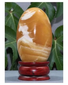 Figura de Shiva Lingam de Aventurina Amarilla en Oferta, con Puntos Negros y Base Dorada, Artículo Coleccionable de Piedra, Decoración para el Hogar - Product Image 3