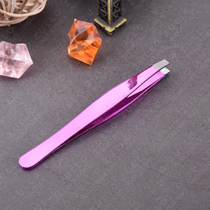 Premium Purple Stainless Steel Slant Tip Eyebrow Tweezers Custom Beauty Grooming <b>Tool</b> for Professional Use - Product Image 5