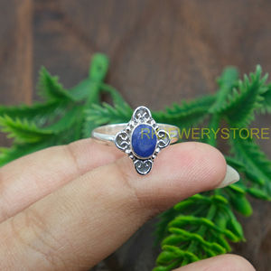 Bague en argent sterling 925 avec saphir bleu naturel, saphir ovale cabochon fait main, fabricant de bijoux en gros pour femmes - Product Image 5