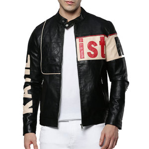 Top Selling Men's Winter Leather <b>Jacket</b> Canvas Fabric Mandarin Collar Breathable Front Logo Customizable Slim Fit <b>Fleece</b> <b>Lined</b> - Product Image 1