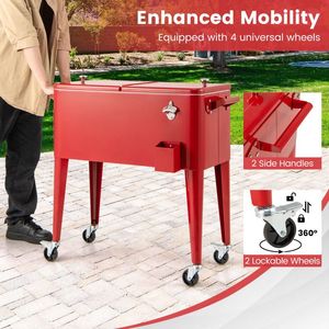 Carrello Portatile Rosso per Secchiello Ghiaccio da Esterno - Product Image 5