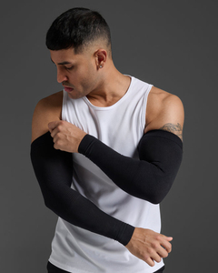 Manchons de compression à manches longues pour hommes, rose uni, en polyester, protection UPF50+, vêtements de sport - Product Image 3