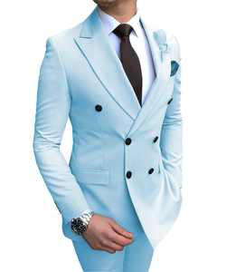 Costume professionnel décontracté deux pièces, simple et élégant, avec double rangée de boutons, pour mariage, demoiselles d'honneur et hommes - Product Image 3