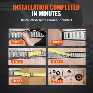 Set di 24 Pezzi 5 E-Tracks Versati Rail Kit con 8 Binari in Acciaio, 8 Ancoraggi a O-Ring, 8 Anelli a D per Fissaggio - Product Image 2