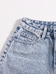 Trendy Women Skinny High Waist Straight Denim Shorts Classic Blue Comfortable Summer Fashion Essential Bangladesh - Product Image 5