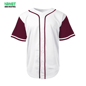 Custom Blank Baseball Jersey White and Maroon Button Down Sports Shirt Breathable Polyester Team Uniform for Men and Youth - Product Image 1
