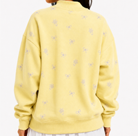 Fabricant OEM ODM – Sweat-shirt personnalisé Veloria à col montant pour femme, avec manches à carreaux et appliqué lettres, coupe oversize