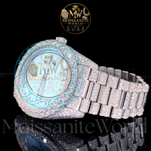 Luxury Limited Edition Dial Moissanite Men's Watch Stainless Steel 20mm Band Sapphire Crystal Analog <b>Chronograph</b> Quartz Movement - Product Image 4