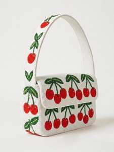 Bolso de Hombro para Mujer de Lona de Algodón a Rayas con Cuentas de Microvidrio Bordadas a Mano, Ecológico y Duradero - Product Image 2