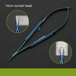 1 pièce Porte-aiguilles Castroviejo avec verrouillage, pointe droite et courbée, pince à clipser, outils pour paupières en titane, outils de précision en titane - Product Image 2