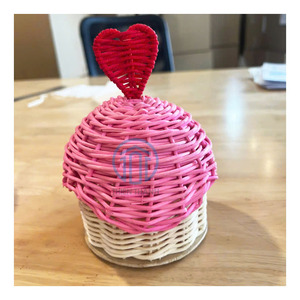 Cute Heart Top Eid <b>Gift</b> <b>Basket</b> Elegant Rattan <b>Gift</b> Box Decorative Treat Holder Ramadan Giveaway Container For Party <b>Gifts</b> - Product Image 2