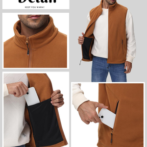เสื้อกั๊กฟลีซผู้ชายแบบซิปเต็มตัว แจ็คเก็ตแขนกุด อุ่น น้ำหนักเบา เหมาะสำหรับกิจกรรมกลางแจ้ง เดินป่า ลำลอง ฤดูหนาว คอตั้ง ราคาสุดคุ้ม - Product Image 4