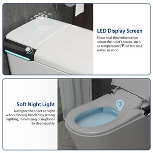 Bidet de toilette intelligent monobloc siège chauffant lavage à chaud capteur automatique rinçage affichage numérique veilleuse autonettoyante caractéristiques 1.28 toilette - Product Image 6