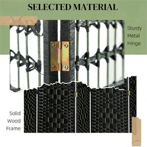Paravento Pieghevole a 8 Ante Nero, Divisorio per Stanza e Schermo per la Privacy - Product Image 4