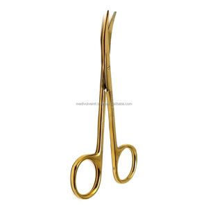 Tijeras Micro Iris Manuales Premium 4.5, Puntas Curvas y Puntiagudas, Mango Dorado, Acero Inoxidable, Instrumento Quirúrgico Dental y Veterinario - Product Image 4