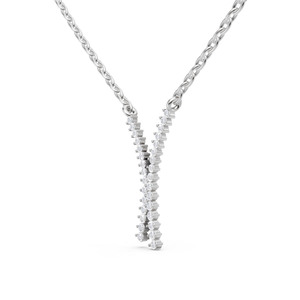 Collier pendentif pour femme en or blanc 18 carats au design exclusif avec lettre V et œil sertis de diamants, conçu pour offrir en cadeau - Product Image 6