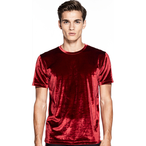 Men's Red Velour T-Shirt Summer Style Long Sleeve Velvet Tee Shirts Men Crew Neck Street Fashion Velvet TShirt Mens - Product Image 1