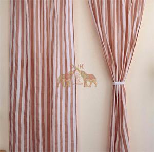 ชุดผ้าม่านลายทางพิมพ์ลายด้วยมือจากผ้าฝ้ายสำหรับตกแต่งบ้าน - Product Image 5