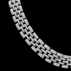 Nueva Cadena de Eslabones Cubanos Chapada en Oro Blanco con Moissanita, Pasa el Test de Diamantes, Corte Brillante Redondo, Plata 925, Joyería Fina - Product Image 2
