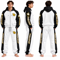 Ensemble de survêtement d'hiver pour homme 100 % polyester, coupe-vent à manches longues, blocs de couleur, fermeture éclair intégrale, faible MOQ, prix abordable, haute qualité