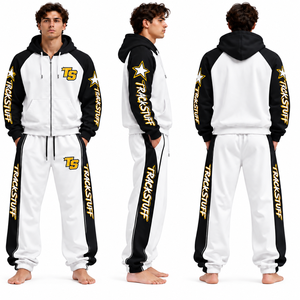 Ensemble de survêtement d'hiver pour homme 100 % polyester, coupe-vent à manches longues, blocs de couleur, fermeture éclair intégrale, faible MOQ, prix abordable, haute qualité - Product Image 3