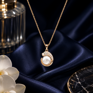 Collar con Colgante de Perla de Plata de Ley 925 con Circonita Cúbica, Cadena Minimalista para Mujer, para Bodas, Fiestas, Uso Diario, Regalo - Product Image 1