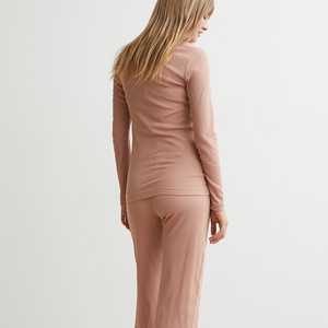 Hot Sale Factory Price Women's 100% Silk Solid <b>Pyjamas</b> Set with Front Logo Casual Night Dress - Product Image 3