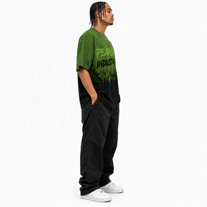 T-shirt homme oversize à imprimé graphique, manches courtes, col rond, style streetwear, effet dégradé et éclaboussures - Product Image 2