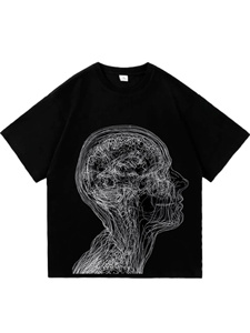 เสื้อยืดพิมพ์ลายกราฟิกสีดำคุณภาพสูงใหม่ ผ้าฝ้าย 100% คอกลม แขนสั้น สไตล์ลำลอง สตรีทแวร์ - Product Image 1