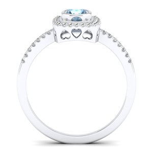 Bague de fiançailles REYES en argent sterling 925 avec moissanite certifiée GRA, pierre de naissance, taille ronde, 0,25 carat, pierre précieuse aigue-marine - Product Image 4