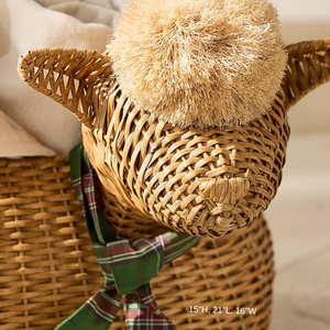 Hermosa Cesta de Mimbre Estilo Cordero para Habitación Infantil, Almacenamiento de Juguetes, Contenedor para Libros, Encantadora Artesanía Natural al por Mayor - Product Image 4
