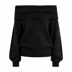 Womens Pink <b>Turtleneck</b> <b>Sweater</b> Full Sleeve Crop Length Knitted Pullover Casual Style Solid Color Lantern Sleeve Anti-Pilling - Product Image 2