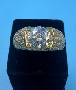 Moissanite 2CT Round Diamond <b>Solitaire</b> <b>Ring</b> For Men's original 925 Sterling <b>Silver</b> Fine Wedding Party Jewelry Gift For Friends - Product Image 3